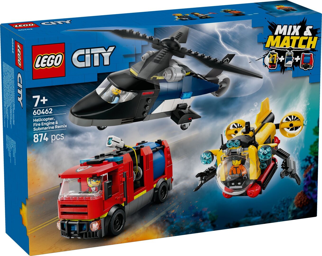 60462 LEGO® City Kombinationsset mit Hubschrauber & Löschauto & U-Boot
